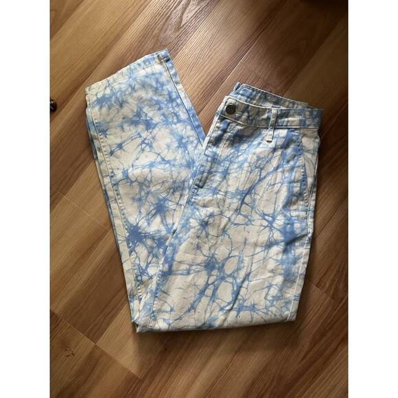 Rachel Comey Target Jeans Womens 6 Acid Wash Adjustable Belt Mom White Blue * - Picture 1 of 6